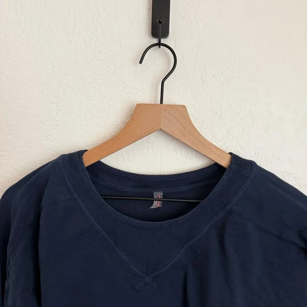 Free People FP Movement Stay With It Layer Long Sleeve Top Midnight Navy Blue XS